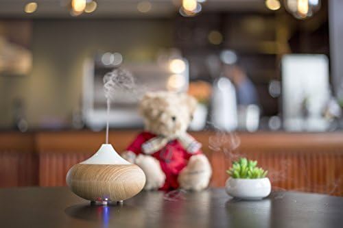Electric Aromatherapy Essential oil Diffuser Cool Mist Humidifier with Seven Changeable Color LED light and Auto off, Whisper-Quiet Cool Mist Humidifier (Wood) by Cable Monster