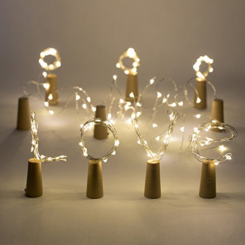image for Aluan Wine Bottle Lights with Cork 10 Pack 12LED Bottle Lights Battery