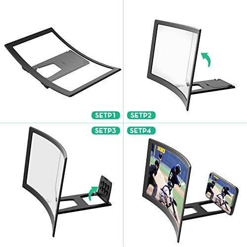 Screen-Magnifier-for-Cell-PhoneCurve-Screen-Magnifier-Phone-Accessories-with-Foldable-Phone-Stand-12-HD-Mobile-Phone-Projector-for-Movies-and-Videos-Phone-Accessories-Gadgets-Tech-Gifts-for-Men