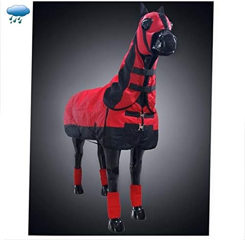 KEKET1 Horse Rugs Blankets Waterproof Horse Head Cover And Horse Leggings Vest Winter Thickening Long-staple Horse Rugs Turnout Heavyweight,135cm