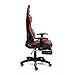 HULLR Gaming Racing Computer Office Chair With Foot Rest, Executive High Back Ergonomic Reclining Design With Detachable Lumbar Backrest & Headrest (PC PS4 XBOX Laptop) (Black/Red)