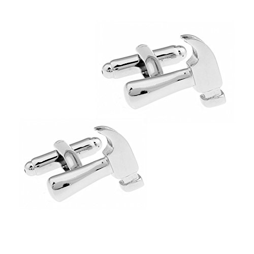 Hammer Cufflinks Silver Smooth Tools Wedding Cuff Links