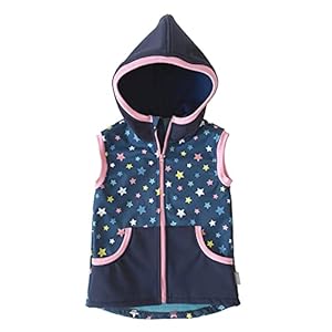 Lilakind ” Baby kindervest softshell sterren blauw roze Gr. 86/92-134/140 – Made in Germany
