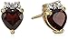 Amazon Collection 18k Yellow Gold Plated Sterling Silver Genuine Garnet and Diamond Accent Heart Stud Earrings