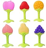 6 Pack Baby Teething Toys - BPA Free Natural Organic Freezer Safe Silicone Teether Sets for Babies, Infants, Toddlers