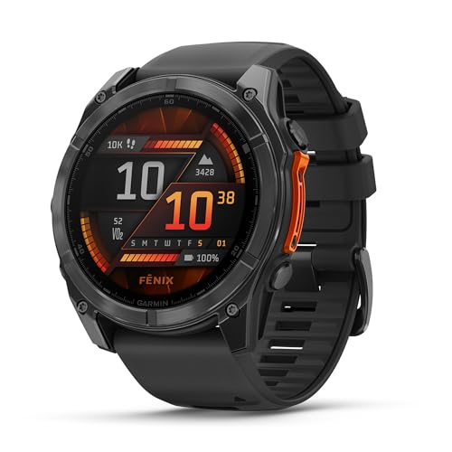 Garmin fēnix 8, 51mm, Display AMOLED 1,4", Touchscreen, Speaker e Microfono, Comandi Vocali, GPS Multi-band, Torcia, Mappe, 90+ App per lo Sport, Autonomia 29 giorni, Slate Gray & Black