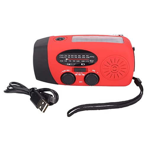 Notfallradio Solar Kurbel Tragbares Radio, Handkurbel Radio, Tragbares Solar Notfall Wetterradio Zum Aufziehen für Camping, Wandern, mit Wiederaufladbarem USB Telefonladegerät und Taschenlampe