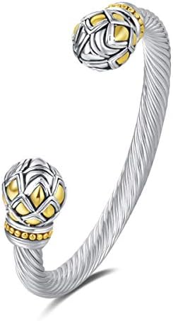 デザイナー インスパイア ジュエリー ドラゴン スケール ボール ケーブル ワイヤー アンティーク バングル エレガント 美しい