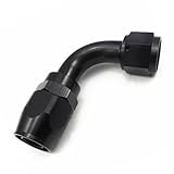 Upgr8 Universal Aluminum Oil / Fuel / Water / Fluid / Air Line Hose End Fitting (-10AN Swivel, 90 Degree Black)