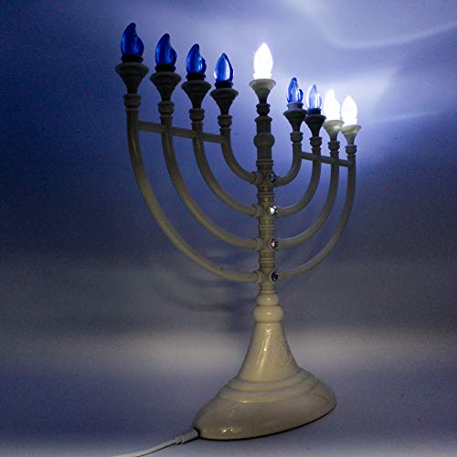 image for The Dreidel Company Traditional LED Electric Hanukkah Menorah with Cry