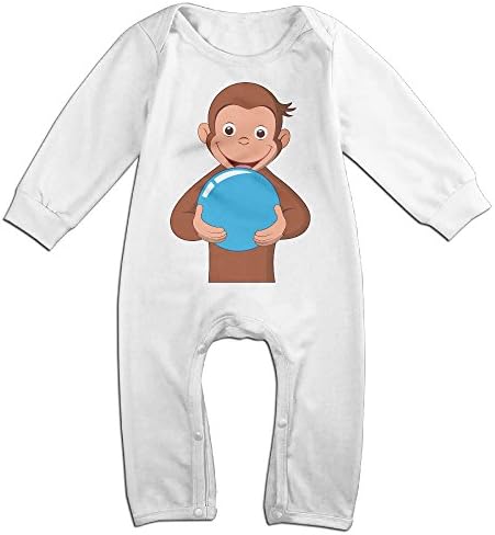 Cotton Baby Long Sleeve Onesies Toddler Bodysuit White Curious George Climbing Clothes