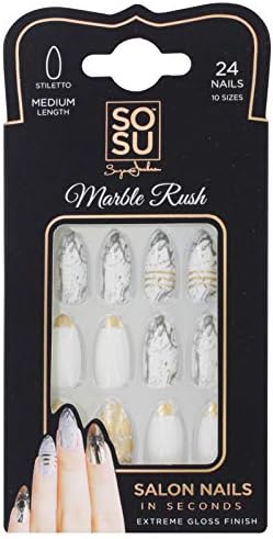 SOSU by Suzanne Jackson Nail It Set French Kiss & First Date Faux Nails False Fake Nails (MARBLE RUSH & FIRST DATE)