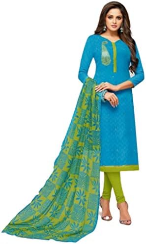 FanduFashion Women's Unstitched Cotton Embroidery Work Dress Material for Top; Bottom and Dupatta (Multi Colour; Free Size)