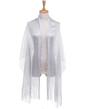 1920s Gatsby Weddings Evening Scarfs,Sheer Glitter Sparkle Piano Shawl Wrap