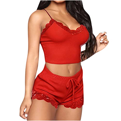 Women's Nightgown Two Piece Lace Satin Spaghetti