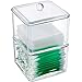 JAROFUREL Kryllic Q tips Organizer - Qtip Holder - Qtip Holder Bathroom - Cotton Swab Holder - 2 Slot Acrylic Bathroom Organizer with Lid - Cotton Ball Holder, Clear, 4x4x5.5 Inch (Pack of 1)