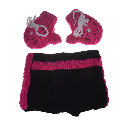 Neaer Newborn Infant Boxing Gloves Shorts Outfits Crochet Baby Boy Boxer Photography Props Handmade Knitted Props - Thumbnail 2