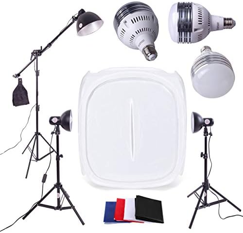 3 x LED Photography Studio Light Kit | PhotoGeeks | 90cm Tent | 60w Bulbs