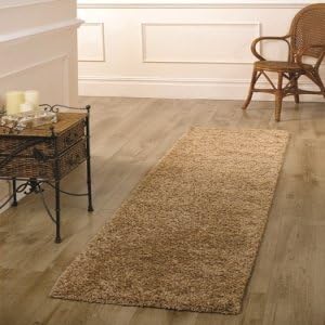 Nordic Shaggy Cariboo Hall Runner Beige 60cm x 230cm by The Rug Trader