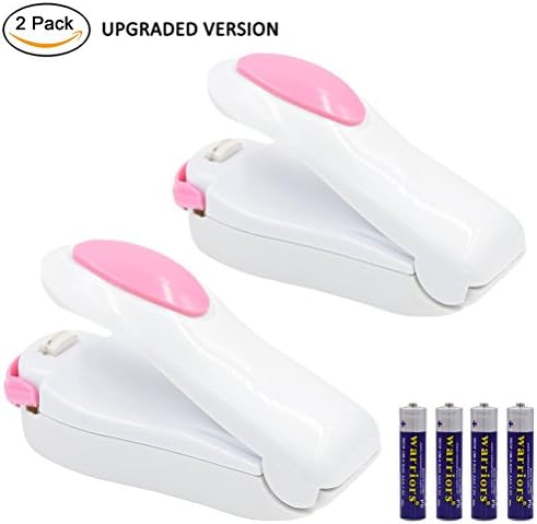2PCS Heat Sealer Capper, Koocat Portable Mini Batter Powered Plastic Bag Sealing Machine for Snack Food Saver Storage and Creates Airtight Container [4 AA Batteries Included]