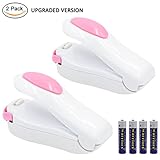 2PCS Heat Sealer Capper, Koocat Portable Mini Batter Powered Plastic Bag Sealing Machine for Snack Food Saver Storage and Creates Airtight Container [4 AA Batteries Included]