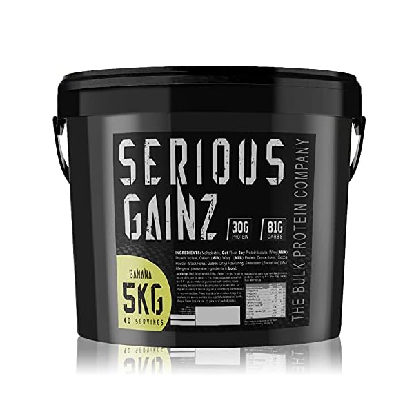 The-Bulk-Protein-Company-Serious-Gainz--Mass-Gainer-Protein-Powder--Banana-5kg-B142-BA The Bulk Protein Company, SERIOUS GAINZ - Whey Protein Powder - Weight Gain, Mass Gainer - 30g Protein Powders (Banana…