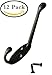 12 Pack Metal Decorative Dual Coat Hooks Wall Mounted Double Coat Hanger for Hat Hardware Dual Prong Retro Coat Hanger with 26 Screws (Bronze)