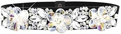 shengweiao Women's Crystal Rhinestone Elastic Skinny Waist Belt