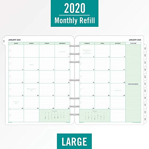 Day-Timer 2020 Monthly Planner Refill, 8-1/2" x 11", Folio Size 5, Two Pages Per Month, Loose Leaf, Traditional (87329)