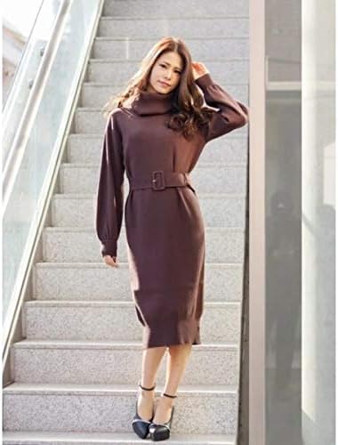 Amazon リップサービス ウエストマークルーズニットワンピース ブラウン S ワンピース チュニック 通販