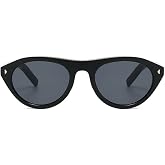 bullabulling Retro Small Oval Sunglasses for Women Men Trendy Narrow Round Cateye Shades Flat Top Sun Glasses UV400