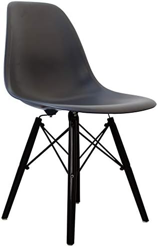 Sitting Comfy Plastic Dining Chair Wooden Legs Eiffel DSW Retro Scandinavian style (Dark Grey, Black Legs)