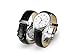 iStrap 21mm Calf Leather Padded Replacement Watch Band W/Push Button Deployment Buckle Black 21