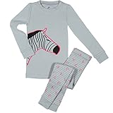 Papallou Girls Zebra Print Pajama Set, 100% Cotton