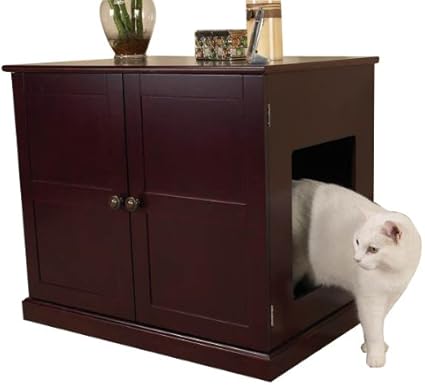 Amazon Com Meow Town Mdf Litter Box Cat Cabinet Mahogany Pet