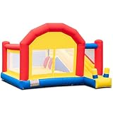 Costzon Inflatable Bounce House, Mighty Slide Castle Bouncer w/Large Jumping Area, Mesh Walls, Long Slide, Including Oxford Carry Bag, Repairing Kit, Stakes, 13.4 x 11.9 x 9' (Without Blower)