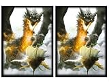 100 Ambush Dragon Deck Protectors Max Protection Shuffle Tech Art Sleeves 2-Packs - Standard Magic the Gathering Size Blue Red