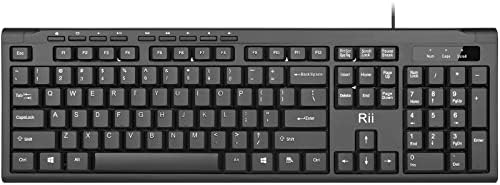 Rii RK907 Ultra-Slim Compact USB Wired Keyboard for Mac and PC,Windows 10/8 / 7 / Vista/XP (Black) (1PCS)