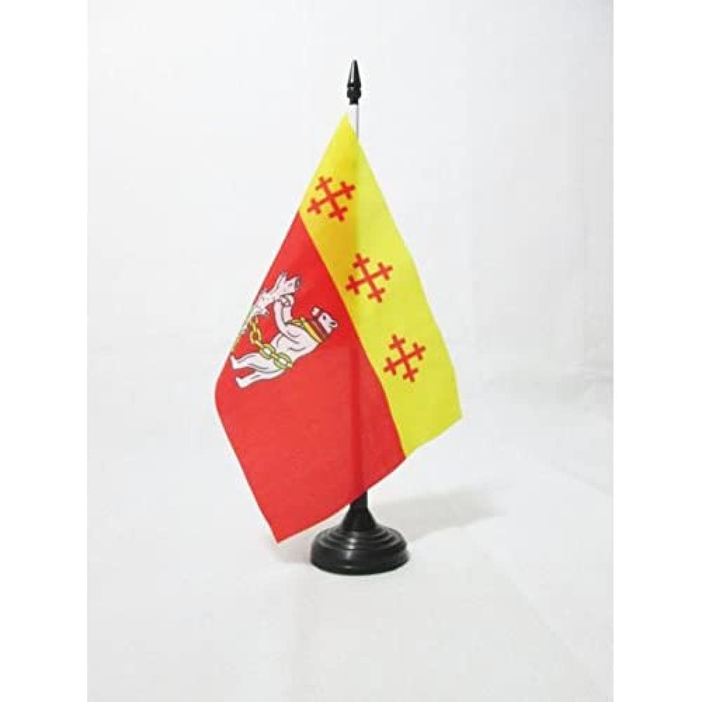 AZ FLAG Warwickshire county Table Flag 5'' x 8'' - Warwickshire county Office Decoration 100% Polyester 21 x 14 cm - Mini Desk Flag with Pole and Black Plastic Base