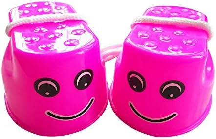 2 pairs Pink in Pack Stilts Walking Balance Jumping Stilts Steppers Toys, Promote Fine Motor Skills for Children
