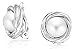 White Dome Simulated Pearl Cable Bezel Set Clip On Earrings For Women Non Pierced Ears Silver Plated Brass