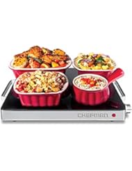Chefman Compact Glasstop Warming Tray with Adjustable Temperature Control Perfect for Buffets, Restaurants, Parties, Events, Home Dinners and Travel, Mini 15x12 Inch Surface, Keeps Food Hot, Black