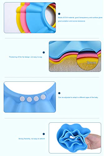 LUCKSTAR Baby Shower Protection Cap -Adjustable Baby Kids Children Safe Shampoo Bathing Shower Hat Waterproof Elastic Ring Hat Baby Bath Visor Cap for Toddler, Infant (Blue) - Thumbnail 4
