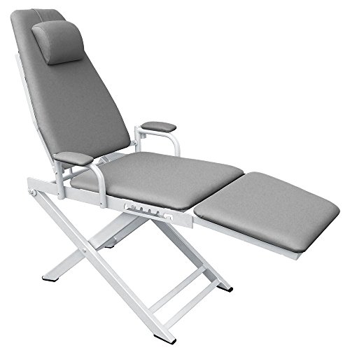 SoHome Gray Medical Portable Dental Folding Chair with Metal Unit 4 Holes+5W Big Power LED Lamp
