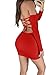 TOB Women's Sexy Off Shoulder Backless Lace Up Club Bodycon Mini Dress,Red,Medium
