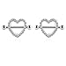 2Pcs Heart Nipple Shield Rings 14G Stainless Steel Body Piercing Jewelry (Crystal Clear 14G=1.6mm)