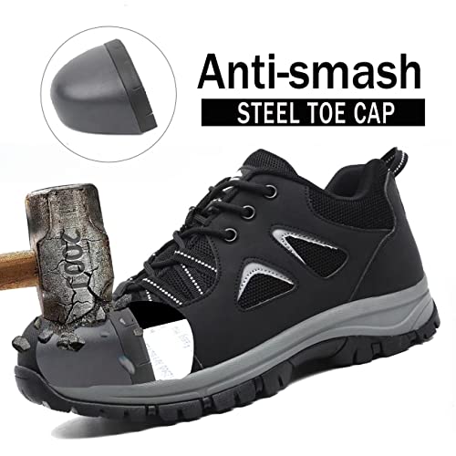ISOOUS Safety Shoes Men Women Lightweight Work Shoes Steel Toe Breathable Safety Footwear