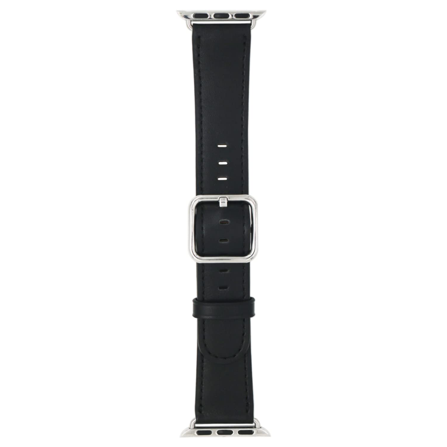 ESTUYOYA Fine Leather Strap compatible with Apple Watch 49mm 46mm 45mm 44mm, (42mm-Serie 1-3), Leather Bracelet Square Buckle Unisex for iWatch Series 10 9 8 7 6 5 4 3 2 1 SE Ultra 2 - Black