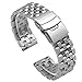 Hstrap Quick Release Solid Stainless Steel Watch Band Bracelet Strap 18mm/20mm/22mm/24mm Double Locking Clasp for Mens Women (20mm, Silver)