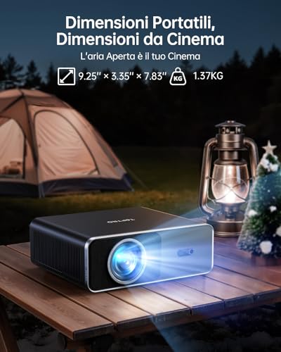 4K Projector [Compatible with Netflix/Dolby]1000 ANSI Auto Image Adjustment AI Portable Projector for Smart Home Theater and Outdoor WiFi 6 Two-way Bluetooth 5.3 Video Projector TOPTRO A1